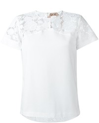 Женская белая кружевная футболка с круглым вырезом от No.21