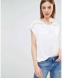 Женская белая кружевная футболка с круглым вырезом от Warehouse