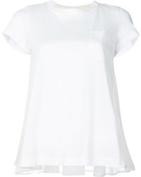 Женская белая кружевная футболка от Sacai