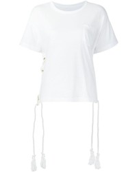 Женская белая кружевная футболка от Sacai