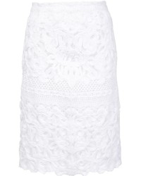 Белая кружевная юбка-карандаш от Ermanno Scervino