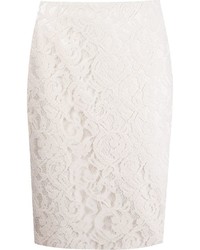 Белая кружевная юбка-карандаш