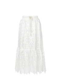 Белая кружевная юбка-миди с цветочным принтом от See by Chloe
