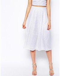 Белая кружевная юбка-миди со складками от Warehouse