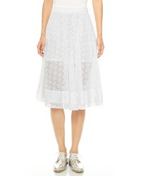 Белая кружевная юбка-миди со складками от Rebecca Minkoff