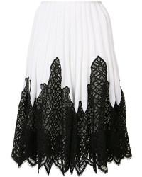 Белая кружевная юбка со складками от Oscar de la Renta