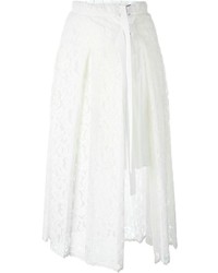 Белая кружевная юбка со складками от Sacai