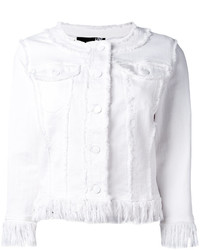 Женская белая куртка c бахромой от Love Moschino