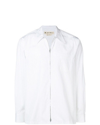 Белая куртка-рубашка в вертикальную полоску
