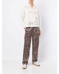 Мужская белая куртка-рубашка с вышивкой от Bode