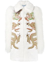 Женская белая куртка с вышивкой от Gucci