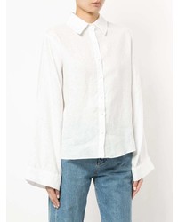 Белая льняная блуза на пуговицах от Vale