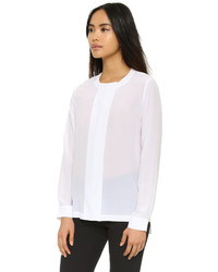Белая льняная блузка с длинным рукавом от DKNY
