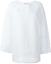Белая льняная блузка с длинным рукавом от Tory Burch