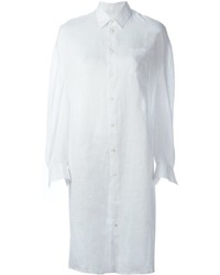 Женская белая льняная классическая рубашка