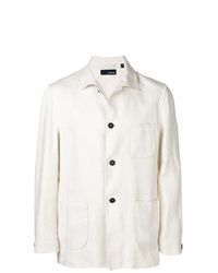 Мужская белая льняная куртка-рубашка от Lardini