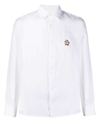 Мужская белая льняная рубашка с длинным рукавом с вышивкой от Altea