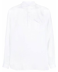 Мужская белая льняная рубашка с длинным рукавом с цветочным принтом от Lardini