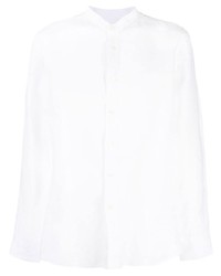 Мужская белая льняная рубашка с длинным рукавом от 120% Lino