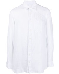 Мужская белая льняная рубашка с длинным рукавом от 120% Lino