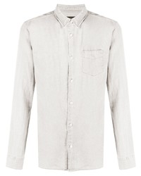 Мужская белая льняная рубашка с длинным рукавом от AllSaints