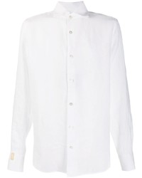 Мужская белая льняная рубашка с длинным рукавом от Billionaire