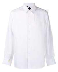 Мужская белая льняная рубашка с длинным рукавом от Billionaire