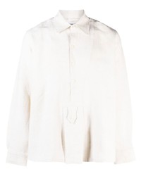 Мужская белая льняная рубашка с длинным рукавом от Bode