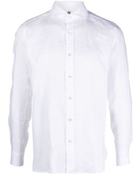 Мужская белая льняная рубашка с длинным рукавом от Borrelli