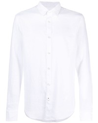 Мужская белая льняная рубашка с длинным рукавом от BOSS HUGO BOSS