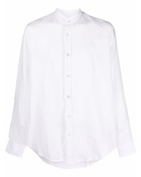 Мужская белая льняная рубашка с длинным рукавом от BOSS