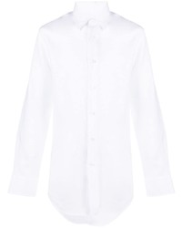 Мужская белая льняная рубашка с длинным рукавом от Brioni
