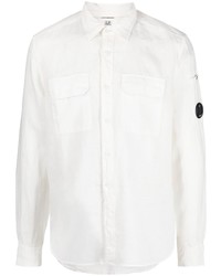 Мужская белая льняная рубашка с длинным рукавом от C.P. Company
