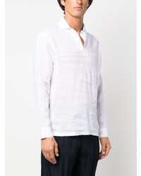 Мужская белая льняная рубашка с длинным рукавом от Giorgio Armani
