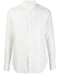 Мужская белая льняная рубашка с длинным рукавом от Canali