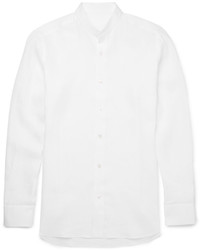 Мужская белая льняная рубашка с длинным рукавом от Caruso