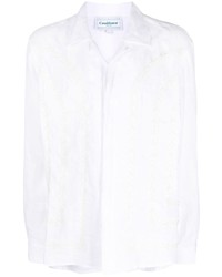 Мужская белая льняная рубашка с длинным рукавом от Casablanca