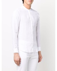Мужская белая льняная рубашка с длинным рукавом от Z Zegna