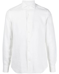 Мужская белая льняная рубашка с длинным рукавом от Corneliani