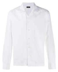 Мужская белая льняная рубашка с длинным рукавом от Dell'oglio
