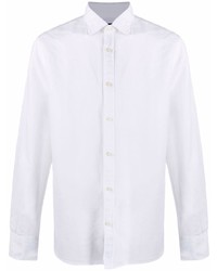 Мужская белая льняная рубашка с длинным рукавом от Deperlu