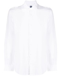 Мужская белая льняная рубашка с длинным рукавом от Fedeli