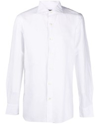 Мужская белая льняная рубашка с длинным рукавом от Finamore 1925 Napoli