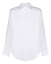 Мужская белая льняная рубашка с длинным рукавом от Giorgio Armani