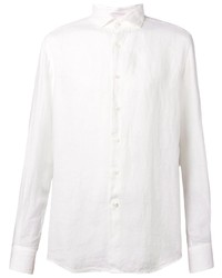 Мужская белая льняная рубашка с длинным рукавом от Glanshirt