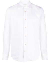 Мужская белая льняная рубашка с длинным рукавом от Glanshirt