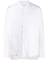 Мужская белая льняная рубашка с длинным рукавом от Greg Lauren