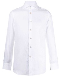 Мужская белая льняная рубашка с длинным рукавом от Kiton