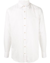 Мужская белая льняная рубашка с длинным рукавом от Lardini