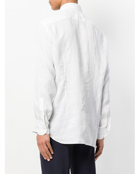 Мужская белая льняная рубашка с длинным рукавом от Lardini